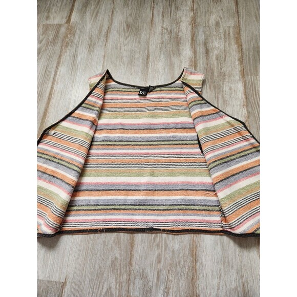 VTG Basic Editions Mutlicolor Stripe Vest Sleeveless V Neck Cotton Retro Sz M - Picture 8 of 11